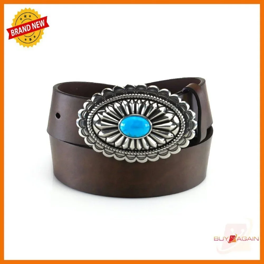 Genuine Leather Belt with Triple Snap Buckle - Women's Small to X-Large